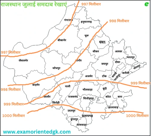 राजस्थान जुलाई समदाब रेखाएं