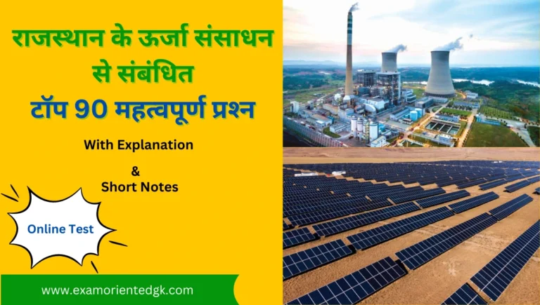 Rajasthan ke Urja Sansadhan Mcq Questions
